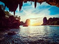 Sunset on Pranang beach. Railay , Krabi Province Thailand