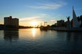 Sunset at Pregel river. Kaliningrad Royalty Free Stock Photo