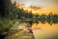 Sunset on the Pripyat River Royalty Free Stock Photo