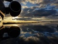 Sunset reflecting on a Private Jet Gulfstream Wing