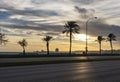 Sunset on the promenade of Palma de Mallorca Royalty Free Stock Photo