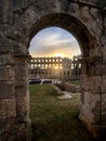 Sunset at the Pula Arena Royalty Free Stock Photo