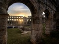 Sunset at the Pula Arena Royalty Free Stock Photo