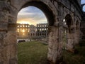 Sunset at the Pula Arena Royalty Free Stock Photo