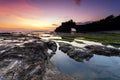 Sunset at Pura Batu Bolong Temple in Tanah Lot Bali Royalty Free Stock Photo