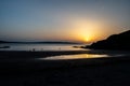 Sunset On On Pwllgwaelod Beach And Dinas Head At The Wild Atlantic Coast Of Pembrokeshire In Wales, United Kingdom