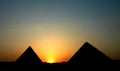 Sunset at pyramids Royalty Free Stock Photo