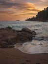 Sunset on a quiet beach on the Costa Brava