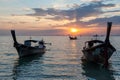 Sunset at Railay Beach West, Thailand Royalty Free Stock Photo