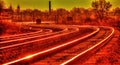 Sunset Railroad Tracks HDR Royalty Free Stock Photo