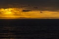 Sunset and rain clouds over Jamaica`s north shore Royalty Free Stock Photo