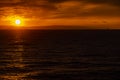 Sunset and rain clouds over Jamaica`s north shore Royalty Free Stock Photo