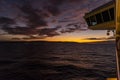 Sunset and rain clouds over Jamaica`s north shore Royalty Free Stock Photo