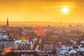 Sunset after rain shower in Hamburg, Germany. Royalty Free Stock Photo