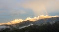 A sunset and rainbow over Great Smoky Mountain National Park. Royalty Free Stock Photo