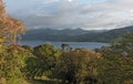 Sunset at rainstorm at lake arenal in Costa Rica Royalty Free Stock Photo