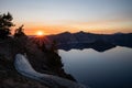 Sunset Rays Over the Mountains Behind Crater Lake from Garfield Peak Royalty Free Stock Photo