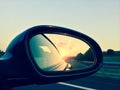 Sunset in a rear view mirror