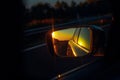 Sunset in the rearview mirror Royalty Free Stock Photo