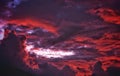 Sunset with red fire clouds