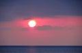 Sunset red light above the sea Royalty Free Stock Photo