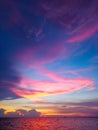 Sunset red orange purple cloud on light and dark blue sky Royalty Free Stock Photo