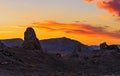 Sunset red and orange sky over the Trona Pinnacles Royalty Free Stock Photo