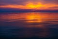 sunset red reflection water sea calm Royalty Free Stock Photo