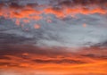 Sunset red sky with clouds horizontal background Royalty Free Stock Photo
