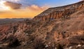 Sunset in the Red valley of Cappadocia Royalty Free Stock Photo