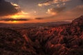Sunset in the Red valley of Cappadocia Royalty Free Stock Photo