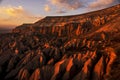 Sunset in the Red valley of Cappadocia Royalty Free Stock Photo