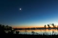 Sunset at Reeuwijk lake district, Holland Royalty Free Stock Photo