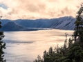 Sunset reflected on water at Crater Lake Royalty Free Stock Photo