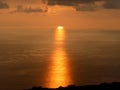 Sunset reflecting in the ocean Royalty Free Stock Photo