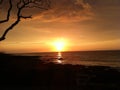 Sunset reflecting over ocean at Kua Bay Big Island Hawaii