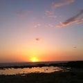 Sunset reflecting over tidepool Big Island Hawaii Royalty Free Stock Photo