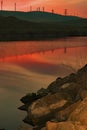 Sunset reflection at Bethany Reservoir. Royalty Free Stock Photo