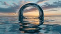 Sunset Reflection in Glass Sphere on Water Royalty Free Stock Photo