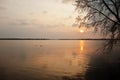 Sunset reflection in a lake around Pasohlavky, South Moravia, Czech Republic