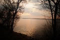 Sunset reflection in a lake around Pasohlavky, South Moravia, Czech Republic