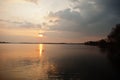 Sunset reflection in a lake around Pasohlavky, South Moravia, Czech Republic