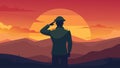 Sunset Reflection A reflective image of a soldier saluting towards a watery horizon symbolizing the hope and promise of