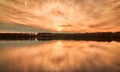 Sunset reflection by the river. Royalty Free Stock Photo