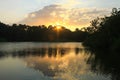 Sunset reflection of a tropical landscape