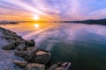 Sunset reflection in the waters of the Trasimeno lake, Umbria, I