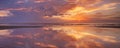 Sunset reflections on the beach, Texel island, The Netherlands Royalty Free Stock Photo