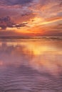 Sunset reflections on the beach, Texel island, The Netherlands Royalty Free Stock Photo