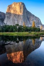 Sunset Reflections on El Capitan and the Merced River, Yosemite National Park, California Royalty Free Stock Photo