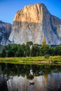 Sunset Reflections on El Capitan and the Merced River, Yosemite National Park, California Royalty Free Stock Photo